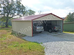 Vertical Roof Style Carport with One Gable End and Two Sides Closed